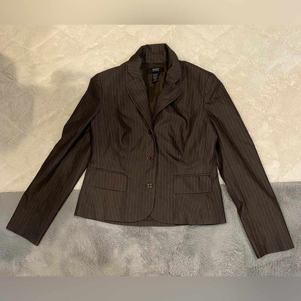 BODY by VICTORIA VS Blazer Women's Brown Pinstripe Victoria’s Secret